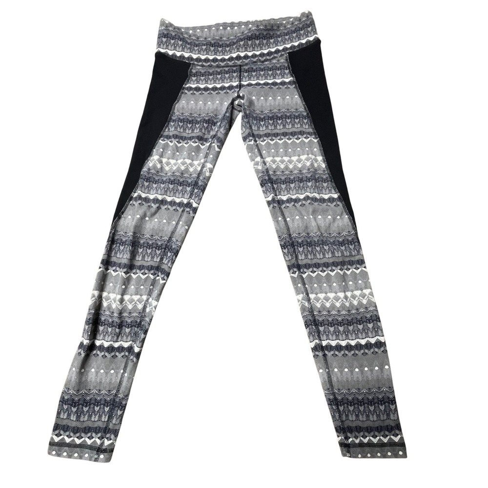 Alo Yoga Leggings Medium Gray Black Patterned Activewear Athletic Pants‎